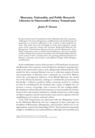 Museums, Nationality, and Public Research Libraries in Nineteenth Century Transylvania