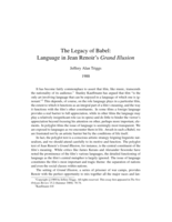 The Legacy of Babel: Language in Jean Renoir's Grand Illusion