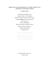 Reducing randomness in computation via explicit constructions
