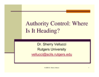 Authority Control: Where is It Heading?