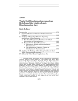 That's Not Discrimination: American Beliefs and the Limits of Anti-Discrimination Law