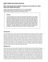 Music Scholarship Online (MuSO): a research environment for a more democratic digital musicology