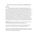 Digital Preservation: Architecture and Technology for Trusted Digital Repositories