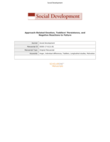 Approach-Related Emotion, Toddlers’ Persistence, and Negative Reactions to Failure