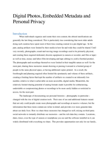 Digital Photos, Embedded Metadata and Personal Privacy