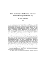 Hurt into Poetry: The Political Verses of Seamus Heaney and Robert Bly