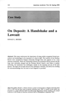 On Deposit: A Handshake and a Lawsuit