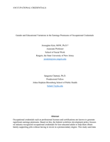 Gender and educational variations in the earnings premiums of occupational credentials