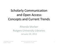 Scholarly Communication and Open Access: Concepts and Current Trends