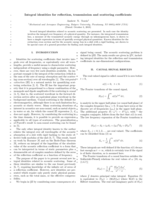 Integral identities for reflection, transmission and scattering coefficients