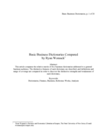 Basic Business Dictionaries Compared