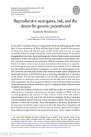 Reproductive surrogates, risk, and the desire for genetic parenthood