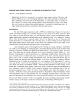 Regional Input-Output Analysis: An Appraisal of an Imperfect World