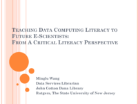 Teaching Data Computing Literacy to Future e-Scientists: From a Critical Literacy Perspective