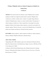Writing a Wikipedia Article on Cultural Competence in Health Care