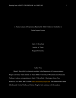 A Theme Analysis of Experiences Reported by Adult Children of Alcoholics in Online Support Forums