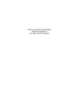 Capital Access for Women: Profile and Analysis of U.S. Best Practice Programs