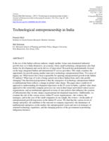 Technological entrepreneurship in India