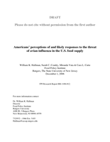 Americans’ perceptions of and likely responses to the threat of avian influenza in the U.S. food supply