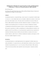 Administrative Metadata for Long-Term Preservation and Management of Resources: A Survey of Current Practices in ARL Libraries