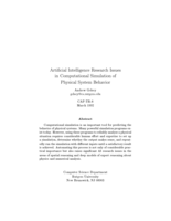 Articial Intelligence Research Issues in Computational Simulation of Physical System Behavior