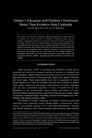 Mother’s Education and Children’s Nutritional Status: New Evidence from Cambodia