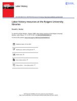 Labor History Resources at the Rutgers University Libraries