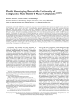 Plastid Genotyping Reveals the Uniformity of Cytoplasmic Male Sterile-T Maize Cytoplasms