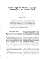 Iranian Scripts for Aramaic Languages: The Origin of the Mandaic Script