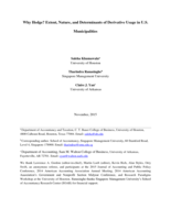 Why hedge? Extent, nature, and determinants of derivative usage in U.S. municipalities