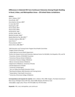 Differences in selected HIV care continuum outcomes among people residing in rural, urban, and metropolitan areas – 28 United States jurisdictions
