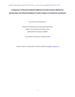 Comparison of the Discrete-Ordinates Method and the Finite-Volume Method for Steady-State and Ultrafast Radiative Transfer Analysis in Cylindrical Coordinates