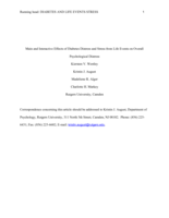 Main and Interactive Effects of Diabetes Distress and Stress from Life Events on Overall Psychological Distress