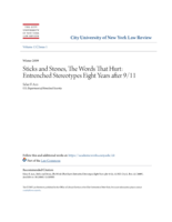 Sticks and Stones, the Words that Hurt: Entrenched Stereotypes Eight Years after 9/11