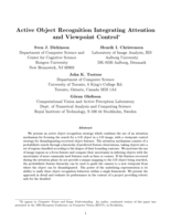 Active object recognition integrating attention and viewpoint control