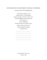 Theoretical Foundations of Recurrent Neural Networks
