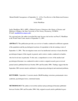Mental Health Consequences of September 11:  A Five-Year Review of the Behavioral Sciences Literature