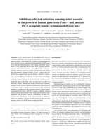 Inhibitory effect of voluntary running wheel exercise on the growth of human pancreatic Panc-1 and prostate PC-3 xenograft tumors in immunodeficient mice