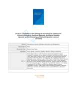 Feature variability in the bilingual-monolingual continuum: Clitics in Bilingual Quechua-Spanish, Bilingual Shipibo-Spanish and in Monolingual Limeño Spanish contact varieties