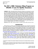 The SEC's XBRL Voluntary Filing Program on EDGAR: A Case for Quality Assurance