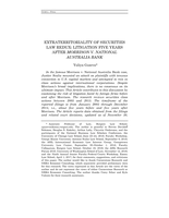 Extraterritoriality of Securities Law Redux: Litigation Five Years After Morrison v. National Australia Bank