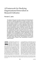 A Framework for Studying Organizational Innovation in Research Libraries