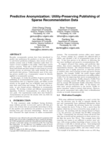 Predictive Anonymization: Utility-Preserving Publishing of Sparse Recommendation Data