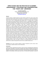 Open Access and the Practice of Academic Librarianship: Strategies and Considerations for "Front Line" Librarians