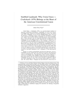 Snubbed Landmark:  Why United States v. Cruikshank (1876) Belongs at the Heart of the American Constitutional Canon