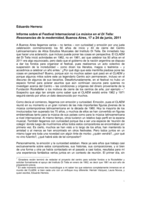 Informe sobre el Festival Internacional La música en el Di Tella: Resonancias de la modernidad, Buenos Aires, 17 a 24 de junio, 2011