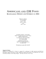Americans and GM food: Knowledge, opinion and interest in 2004