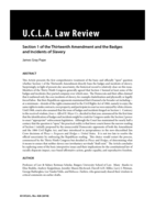 Section 1 of the Thirteenth Amendment and the Badges and Incidents of Slavery