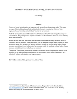 The Chinese dream: hukou, social mobility and regime support in China