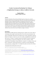 Creative Coercion in Post-Katrina New Orleans: a Neighborhood Strategy to Address Conflict in Network